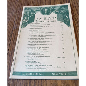 J.S. Bach Choral Works Songbook G Schirmer New York Mass B Minor